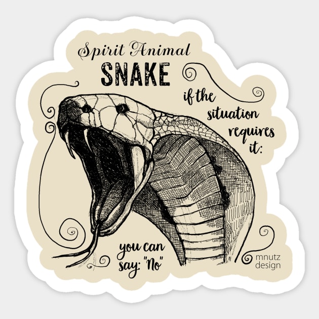 Spirit animal - Snake black Sticker by mnutz